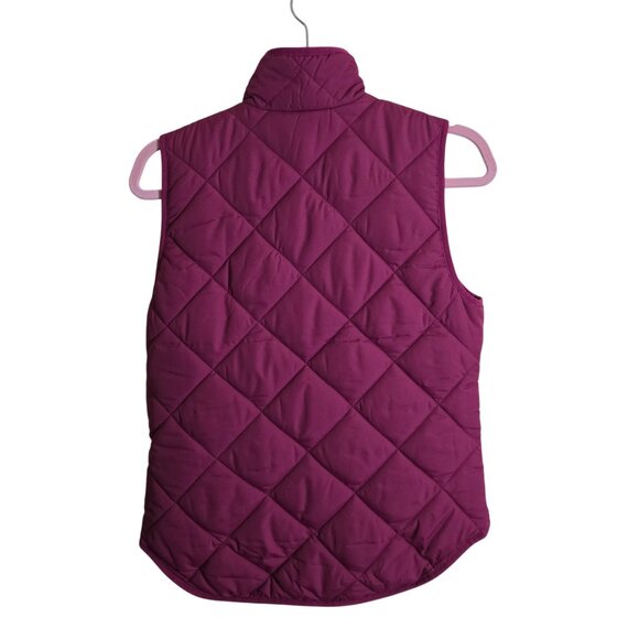 J.Crew Fresh Raspberry Quilted Puffer Vest Jacket Flap Snap Pockets Size XS - Picture 3 of 8